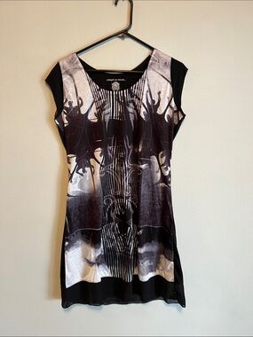 Cirque du Soleil Black & White Abstract Printed Mini Dress
